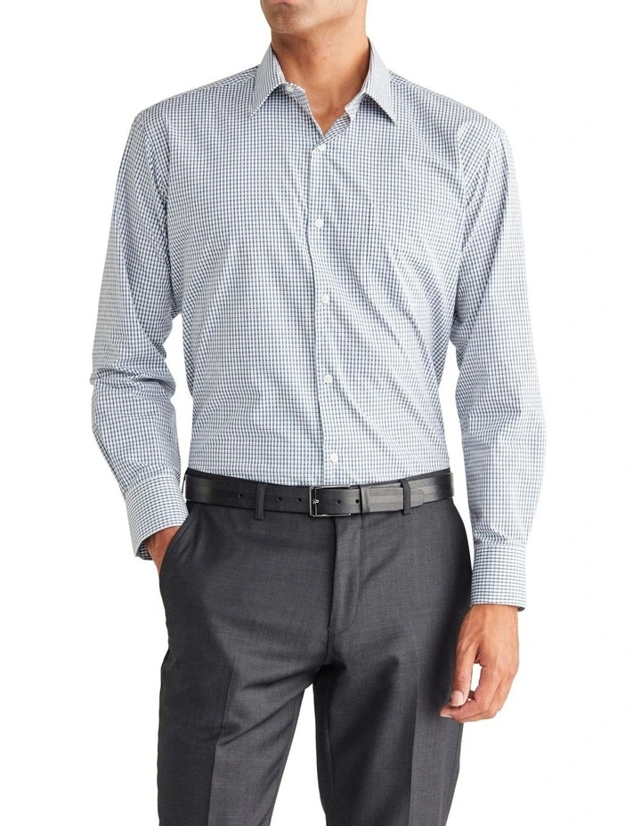 Classic 1 Colour Check Shirt in Blue