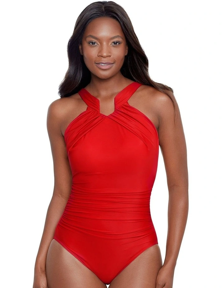 Rock Solid Aphrodite High Neck Shaping Swimsuit in Cayenne