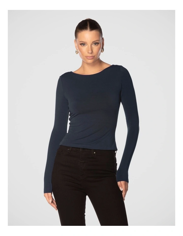 Alivia Boat Neck Top in Steel