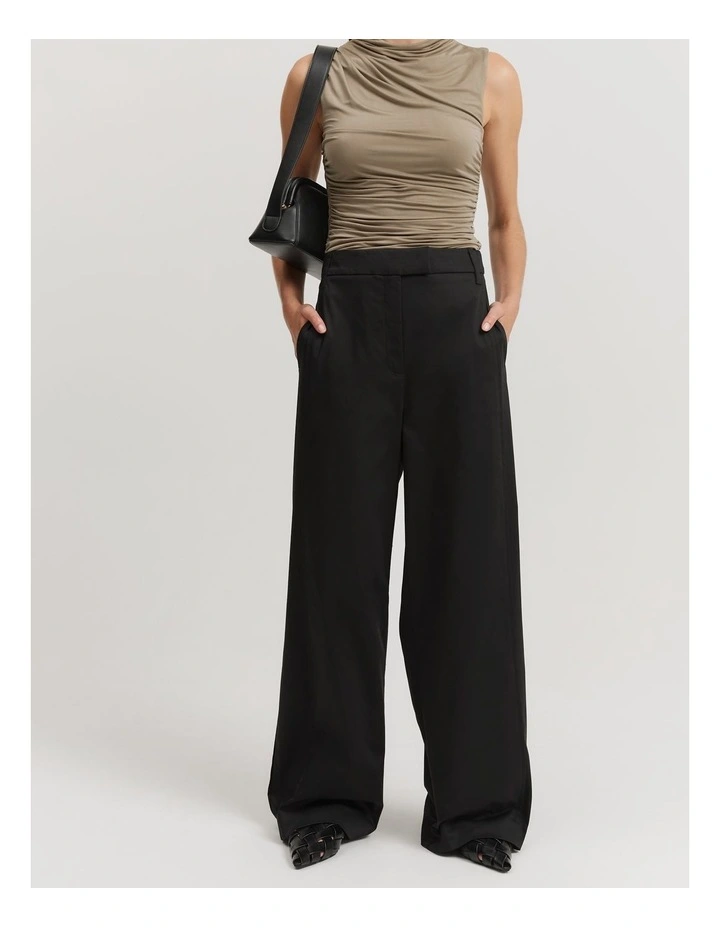 Australian Cotton Tailored Pant in Black