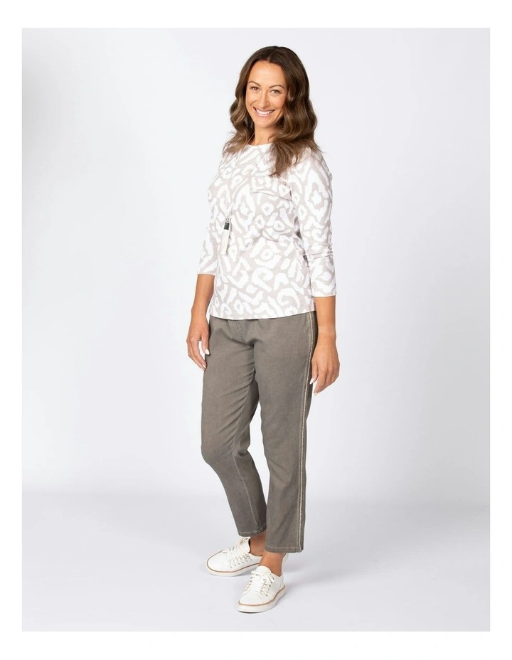 Ezra Embellished Tie Front Pant in Mocha