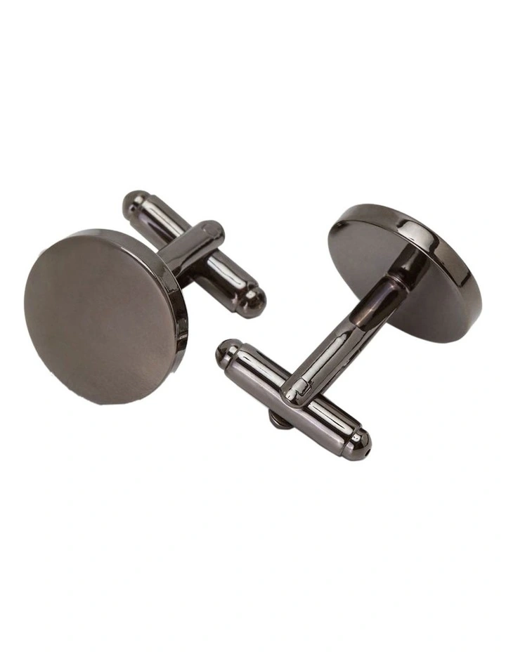 Pill Shape Cuff Link in Gunmetal