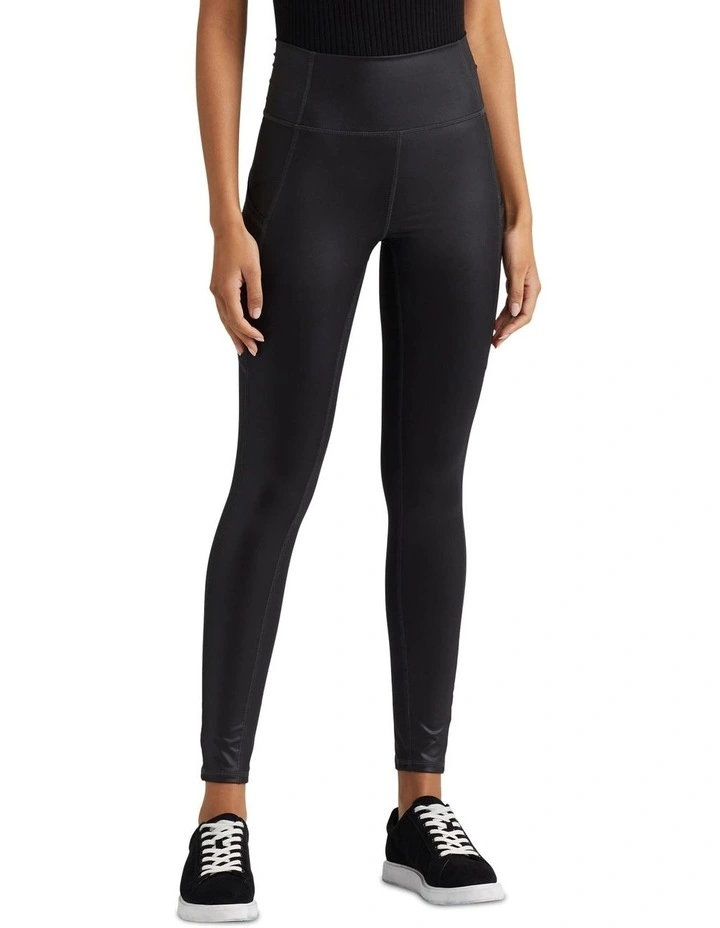 Coated Jersey Legging in Black