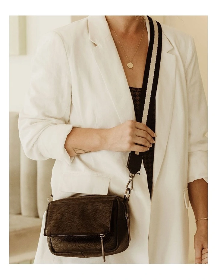 Playground Luxury Leather Cross-Body Bag in Jet Black