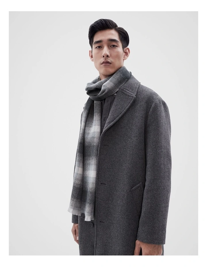 Woven Check Scarf in Charcoal