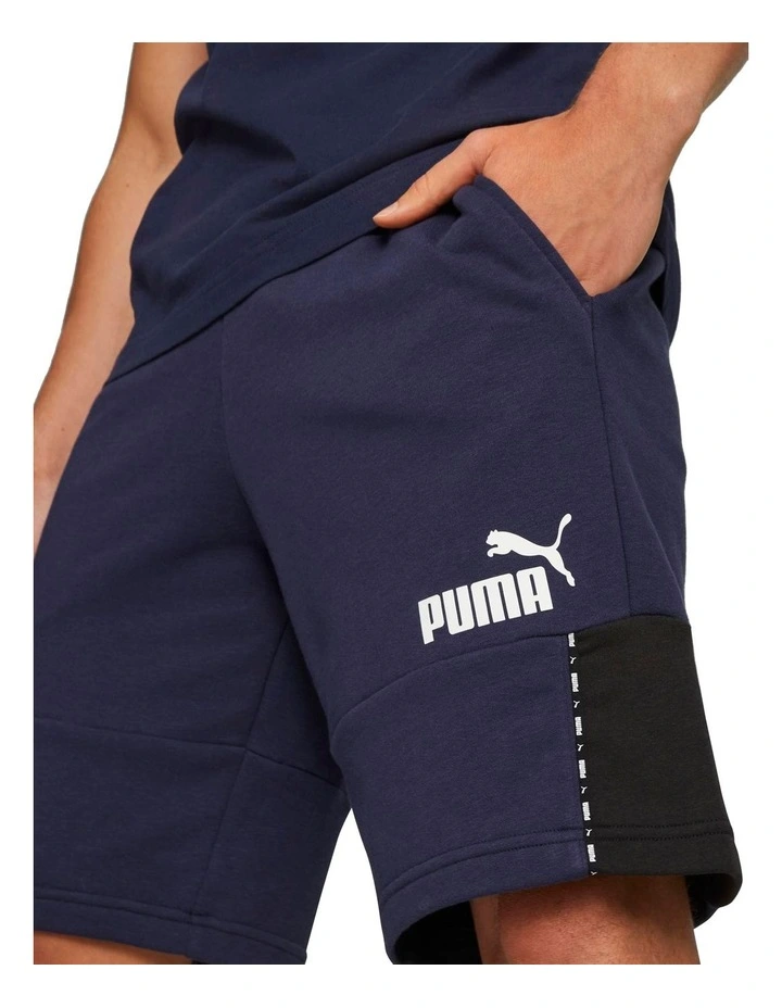 Ess Block X Tape Shorts 10" in Navy