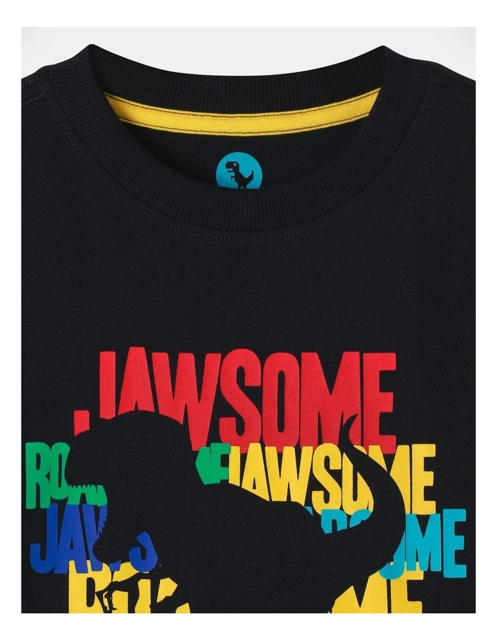 Essentials Long Sleeve Printed T-Shirt in Navy