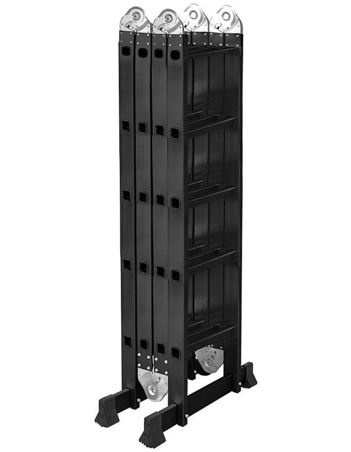 Aluminium Platform Extension Step Folding Multi Purpose Ladder 5.7m in Black