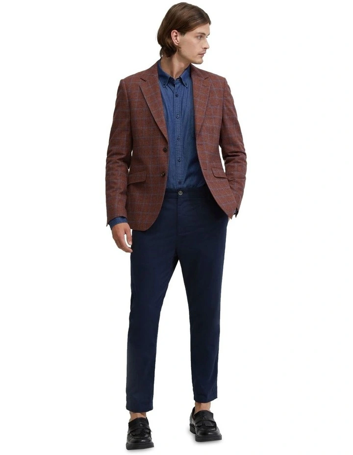 Blake Wool Rich Check Blazer in Red