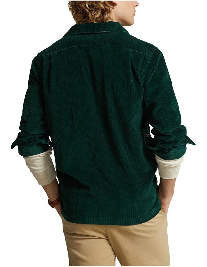 Classic Fit Corduroy Camp Shirt in Green