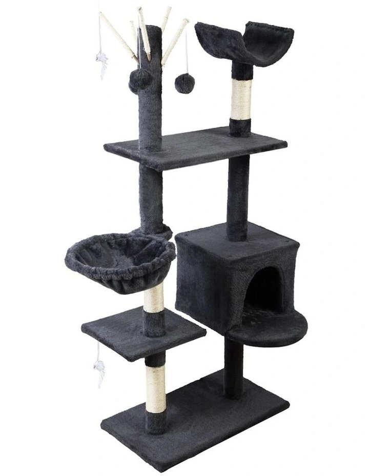 Tower Scratching Cat Tree 140cm in Grey