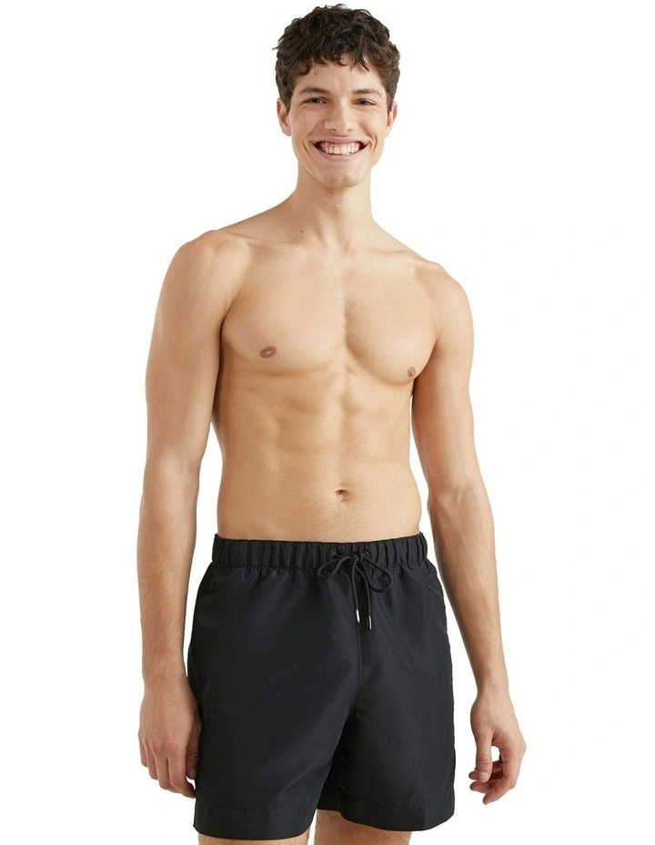 Logo Mid Length Swim Shorts in Black