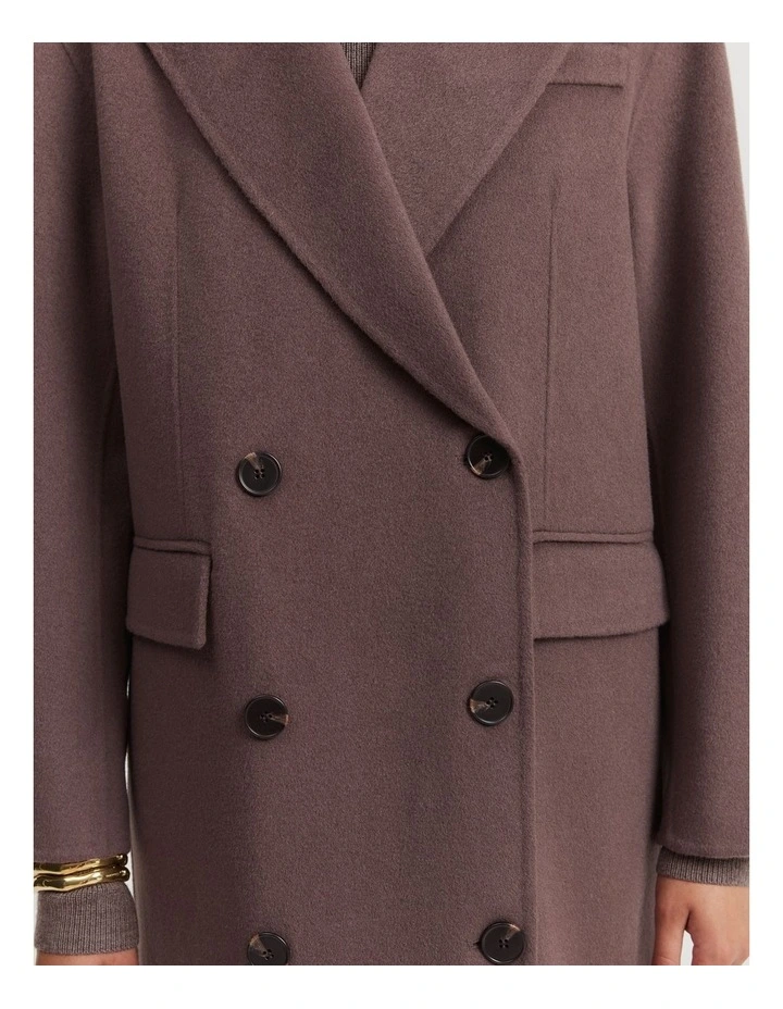 Double-breasted Soft Coat in Truffle