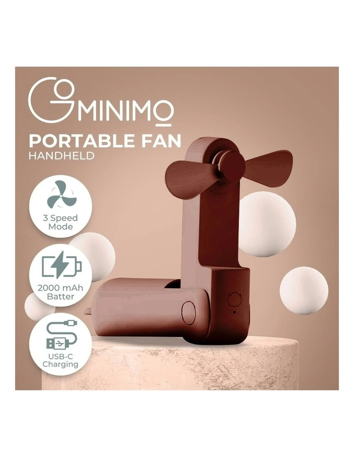 USB Rechargeable Portable Compact Handheld Fan in Brown