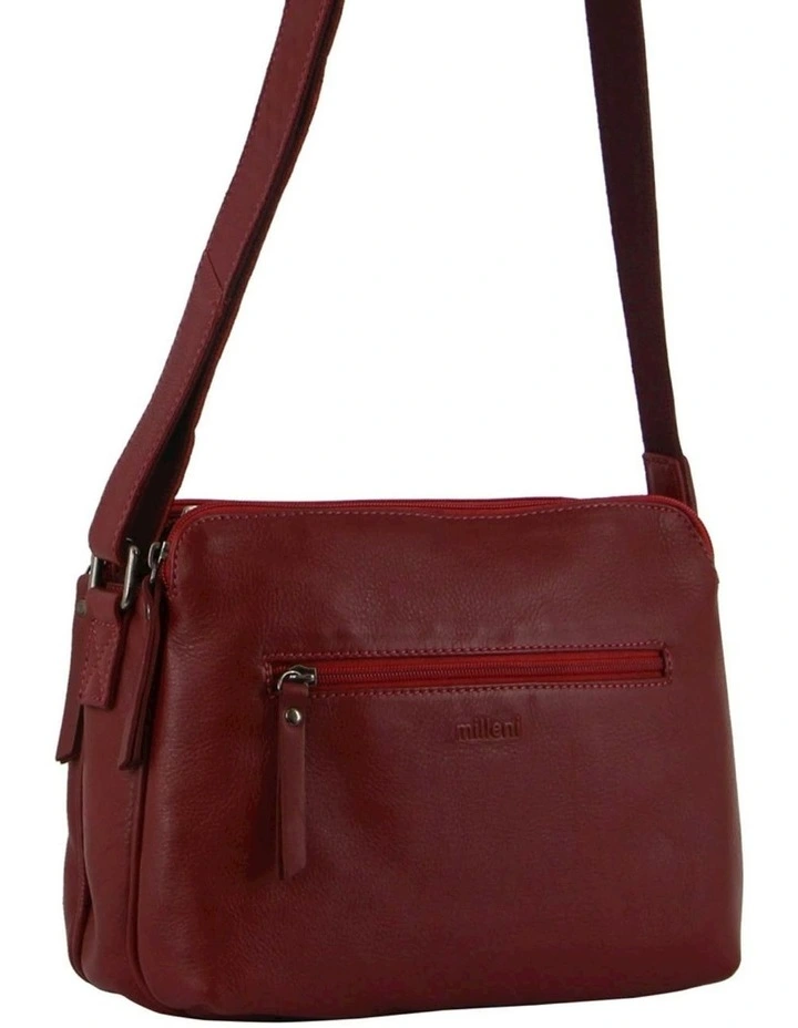 Nappa Leather Cross-Body Bag in Red