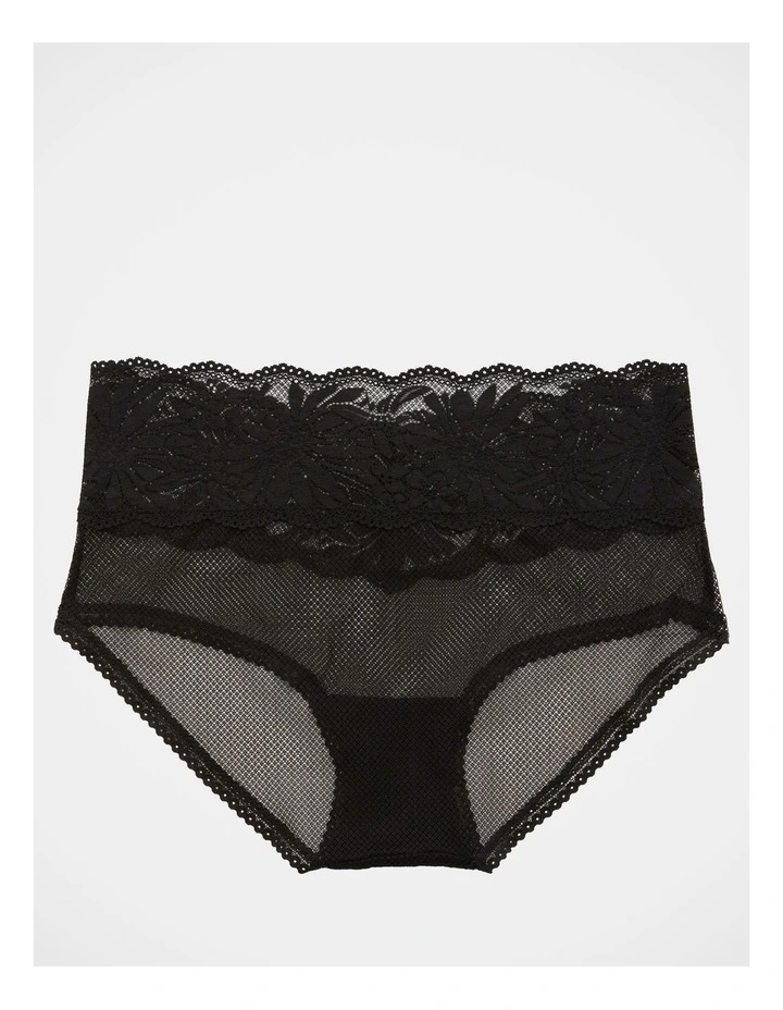 Hibiscus Lace Boybrief Underwear in True Black