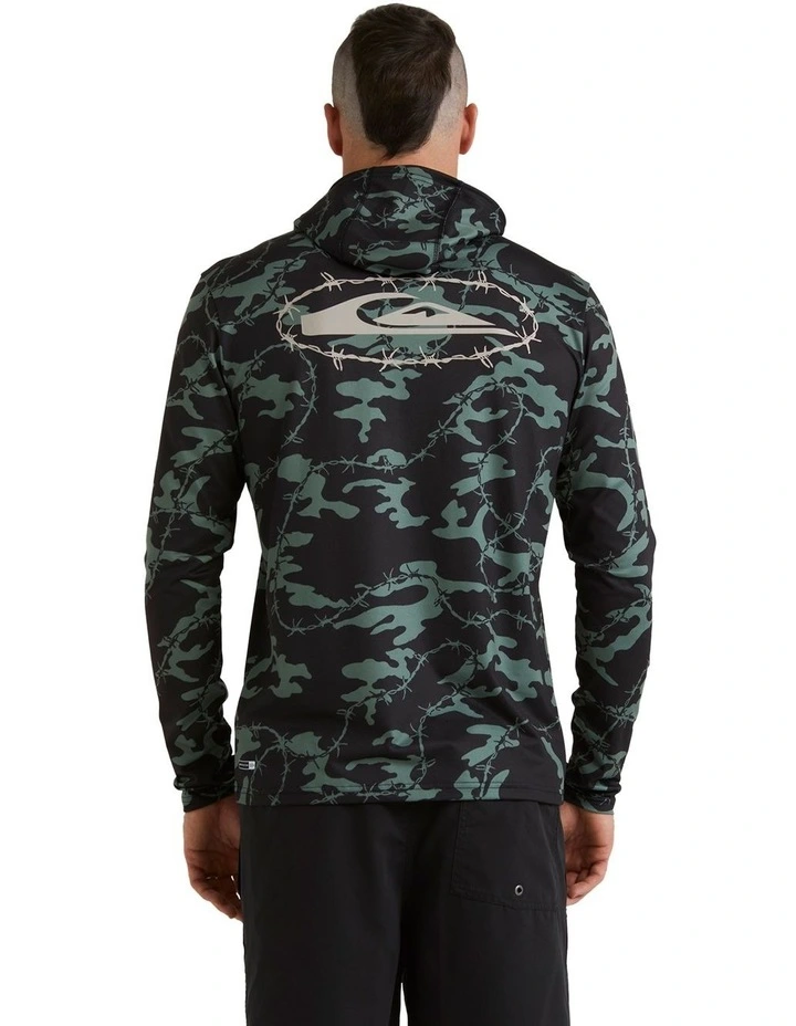 Mikey Hooded Long Sleeve Surf T-shirt in Black