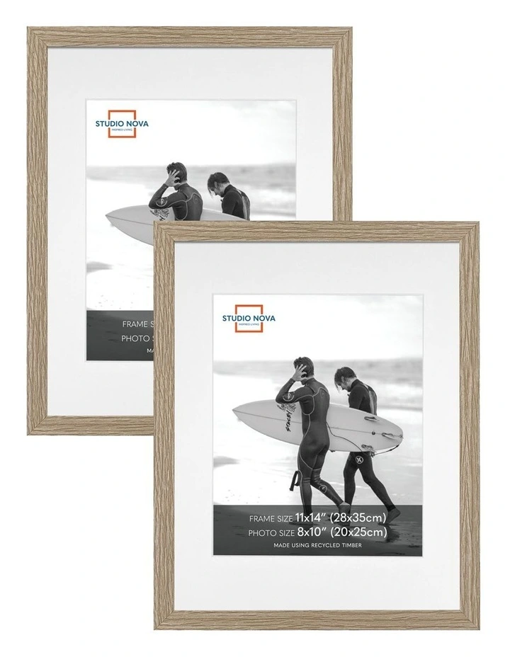 Premium Picture Photo Frame 11x14 to 8x10in Set of 2 in Natural Oak