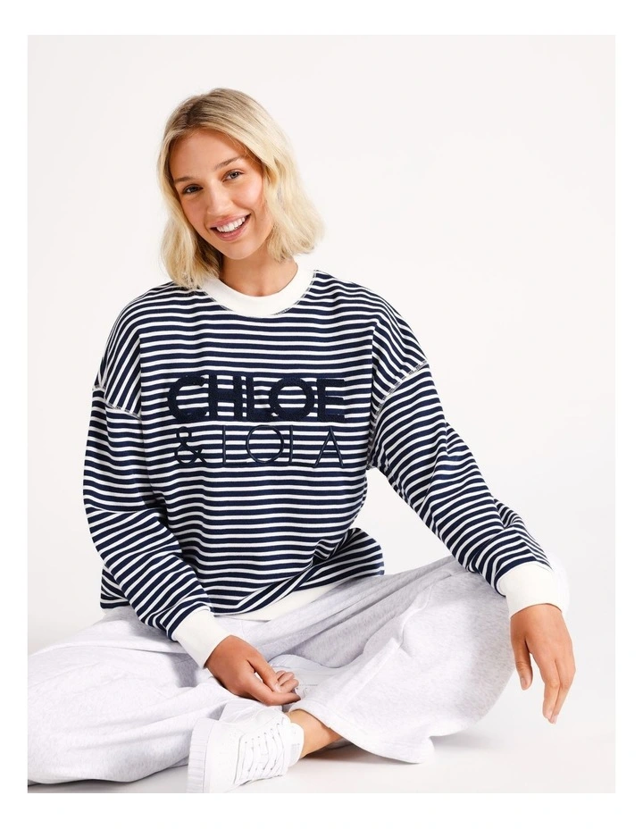 Core Logo Sweater in Navy Stripe