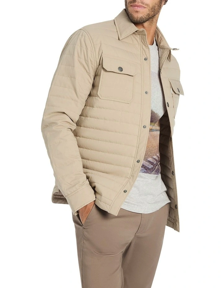 Kenji Padded Shacket in Beige