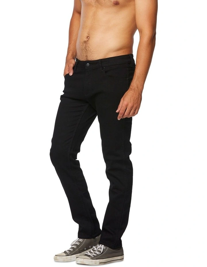 Stomper Super Sonic Low Rise Slim Tapered Jeans in Black
