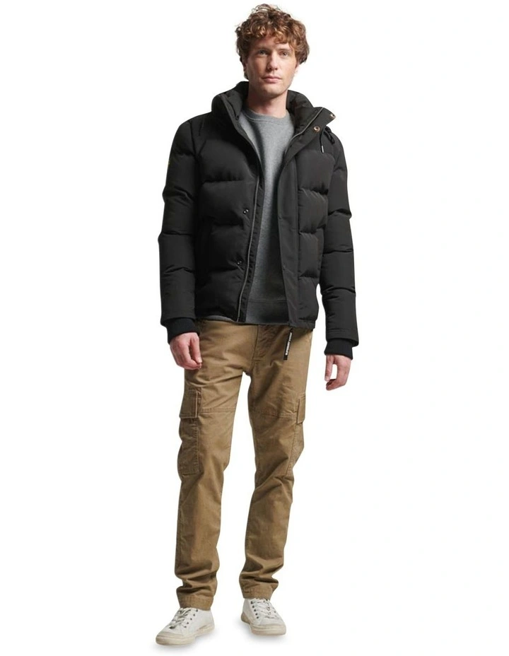 Everest Short Hooded Puffer in Jet Black