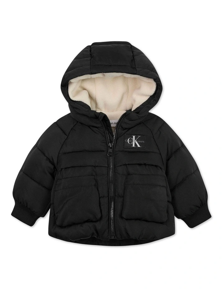 Hooded Puffer Jacket in Black
