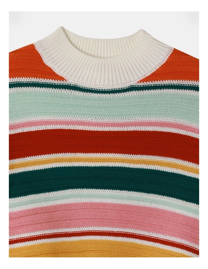 Knitted Cropped Ottoman Jumper in Rainbow