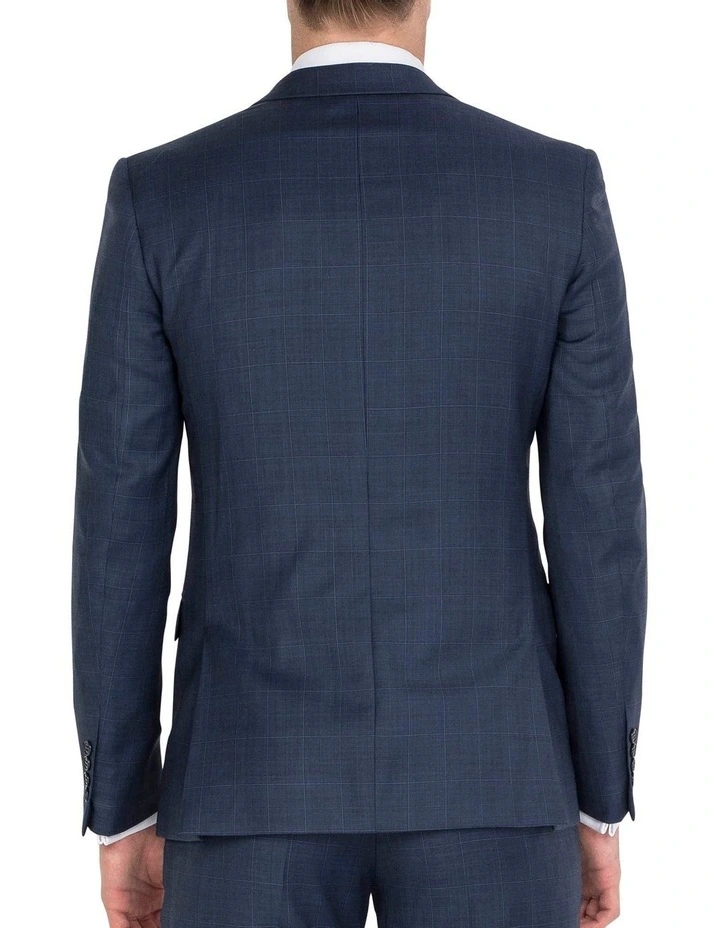 Unique Soft Blue Tonal Check Jacket Long