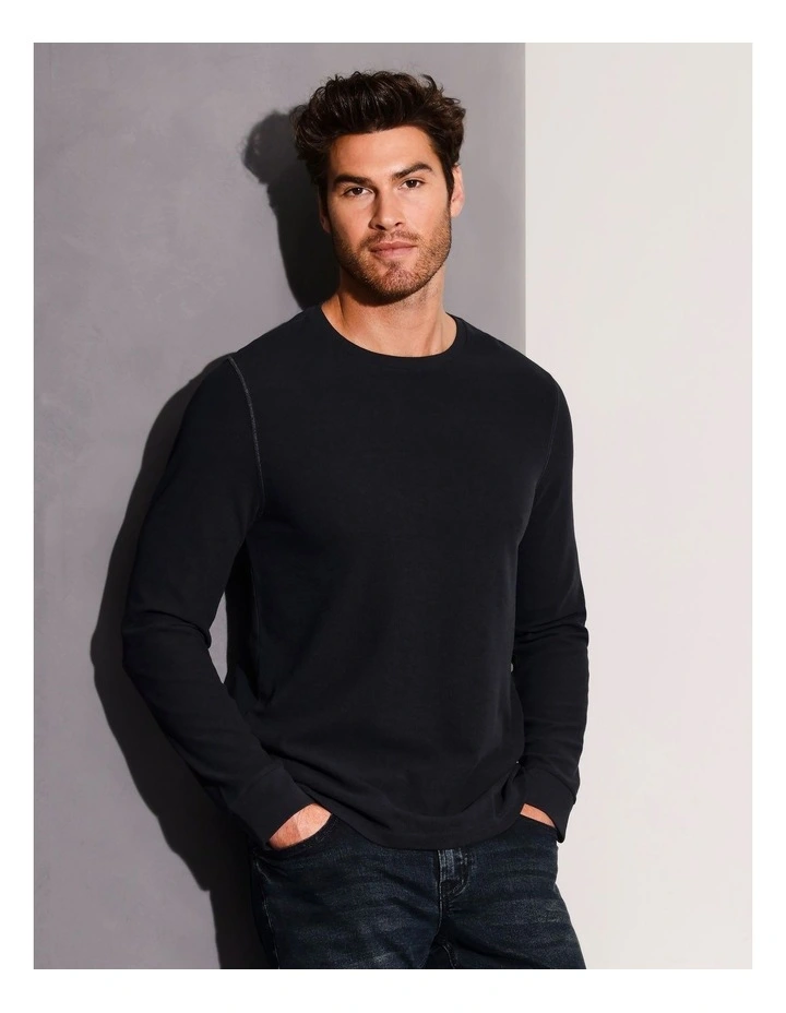 Demarchi Long Sleeve Waffle Crew Tee in Ink