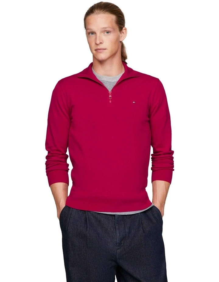 1985 Zip Mock Knit in Red