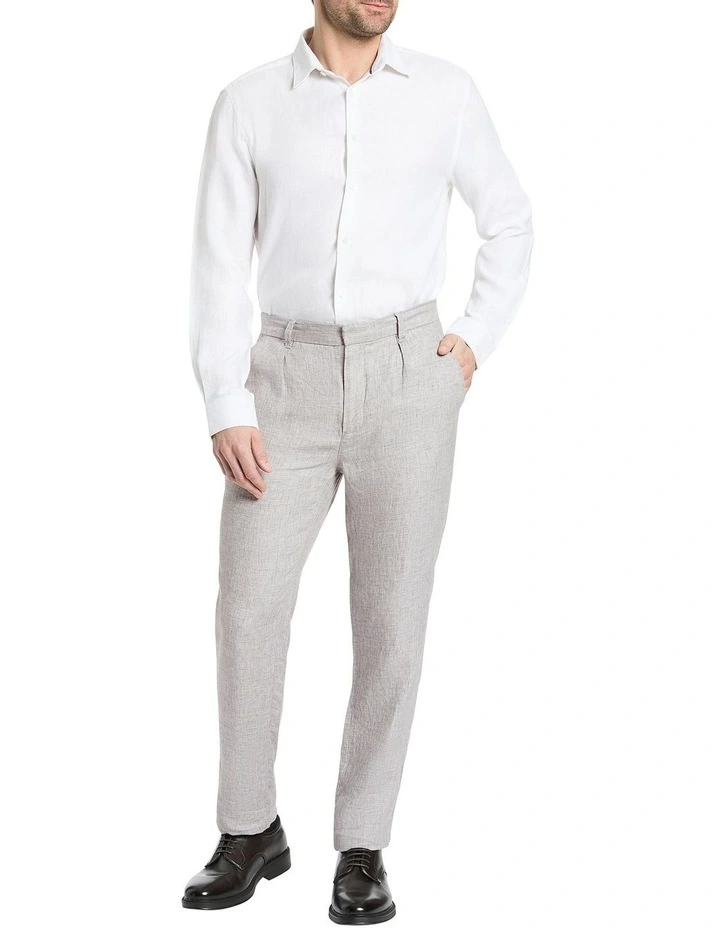Tanton Tailored Linen Pant in Shale