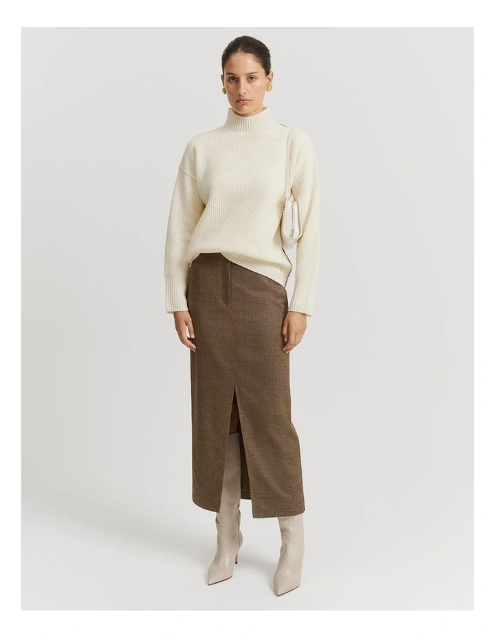 Australian Merino Wool Funnel Neck Knit in Cream