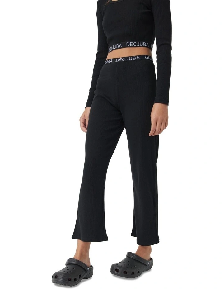 Riley Rib Pant in Black