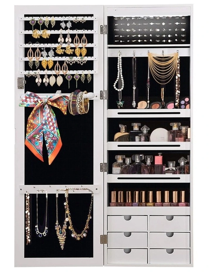 Jewellery Cabinet Full Length Mirror in White