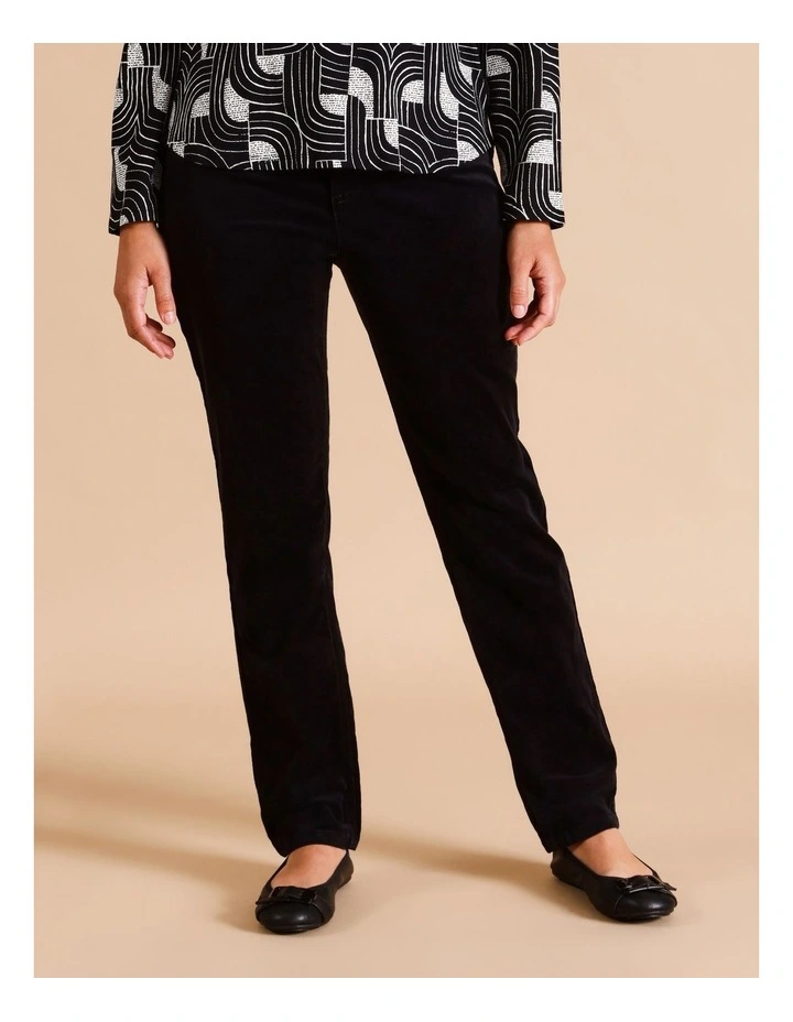 Recycled Cotton Blend 5 Pocket Stretch Cord Pant In Black