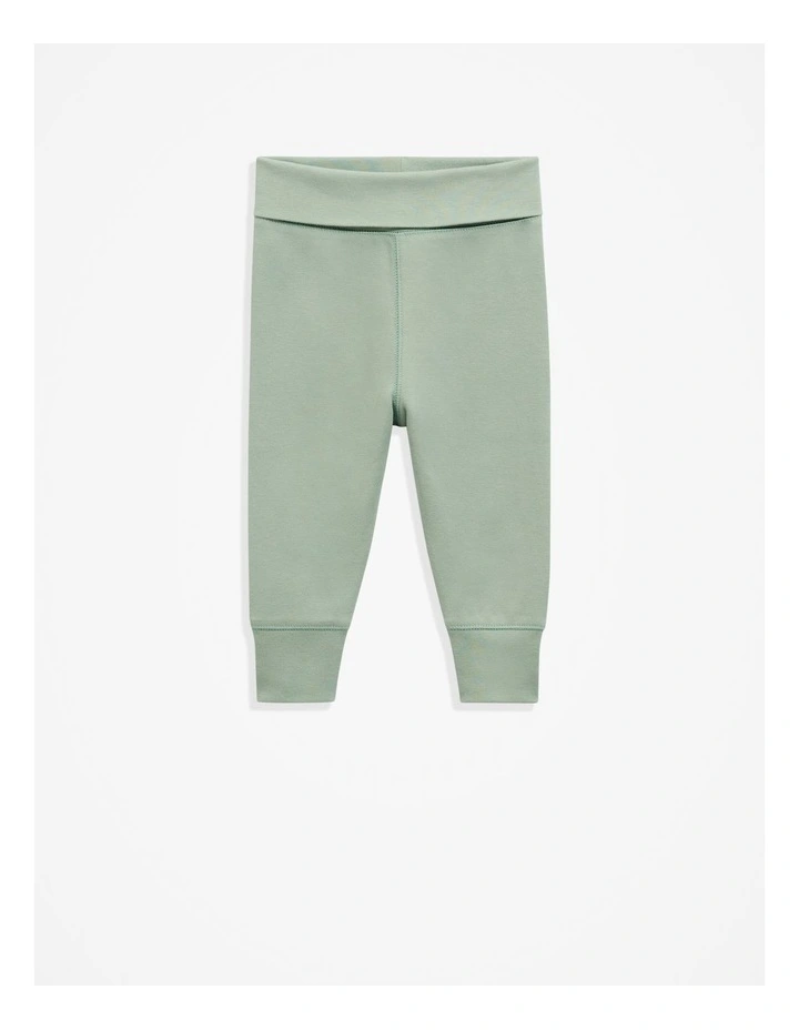 Organically Grown Cotton Fold Over Soft Pant in Fern