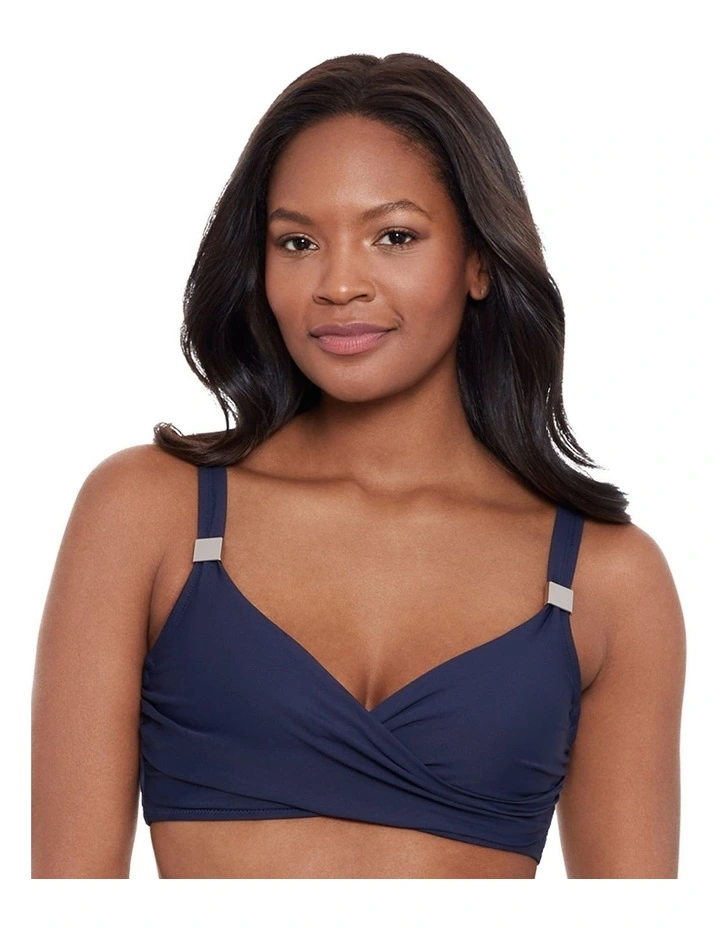 Surplice Supportive Underwired Full Bust Bikini Top in Midnight