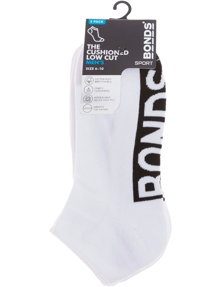 Logo Low Cut Socks 3 Pack in White