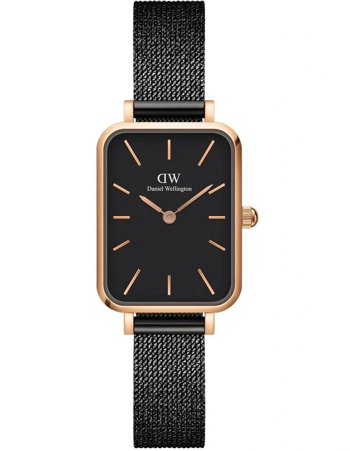 Quadro Pressed Ashfield 26mm Stainless Steel Mesh Watch in Black/Rose Gold