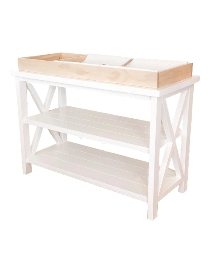 Hampton 3 Tiered Table With Change Tray Top Natural/White