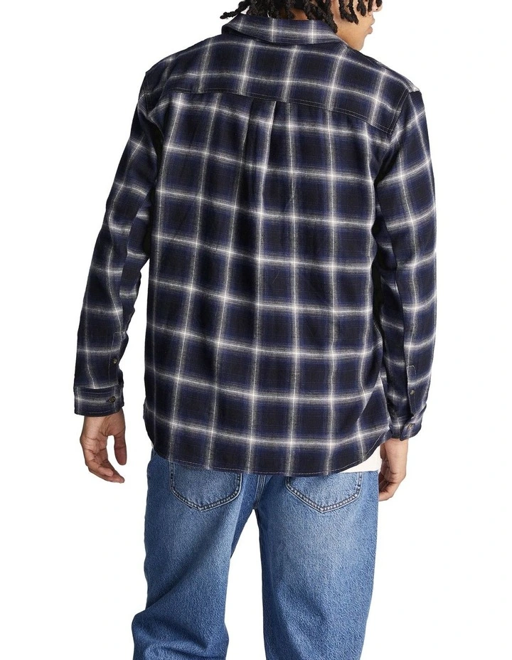 Worker Long Sleeve Shirt in Black Navy Check