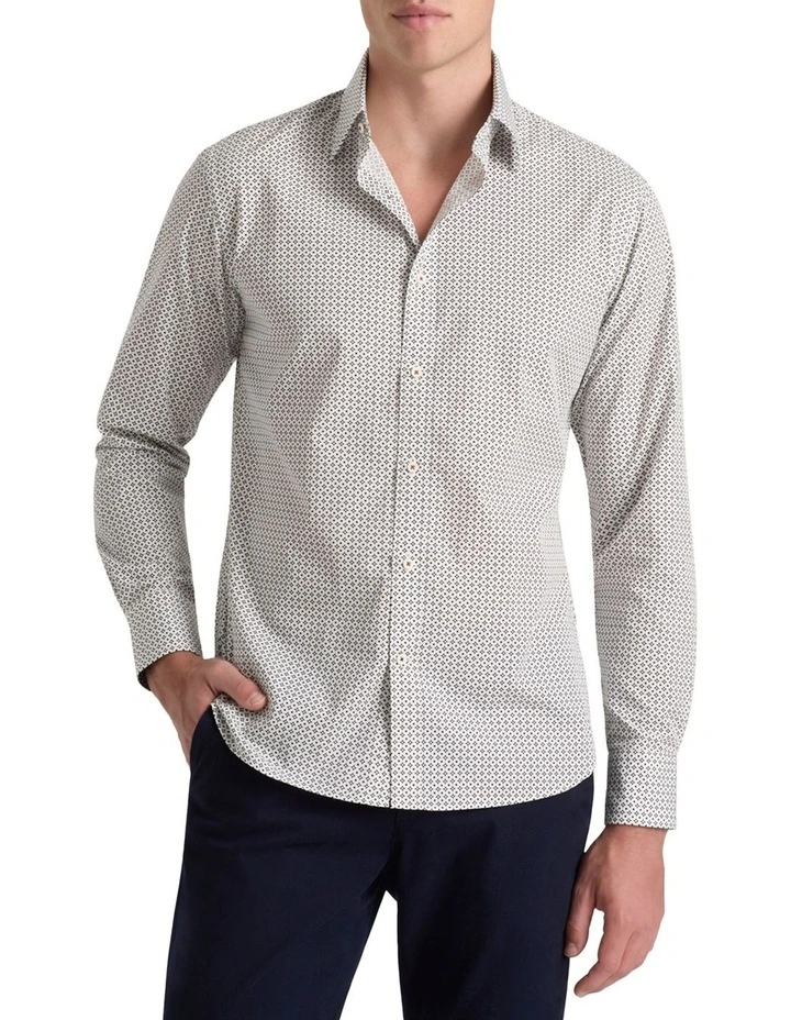 Bormio Printed Shirt in White Blue
