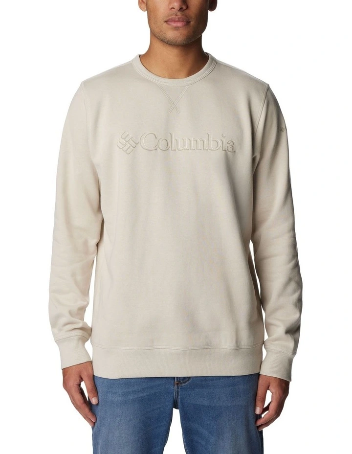 Logo Fleece Crew Pullover in Grey