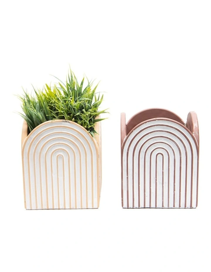 Arc Square Pot Planters Set of 2 in Multi