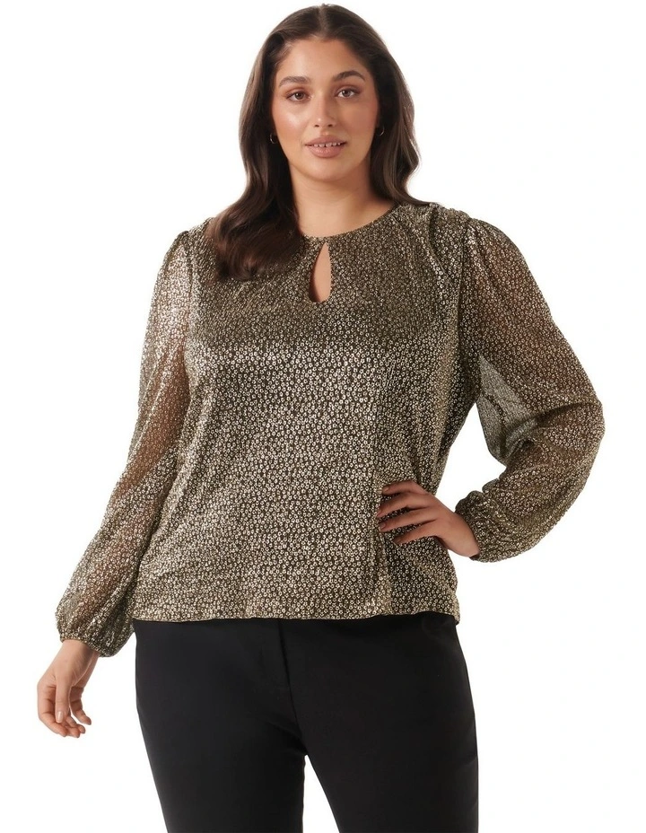 Colleen Blouson Sleeve Top in Gold