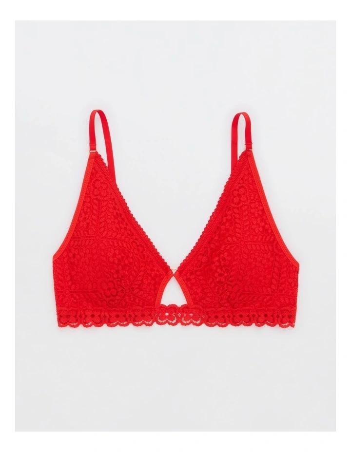 Show Off Cozy Lace Padded Bralette in Holiday Red