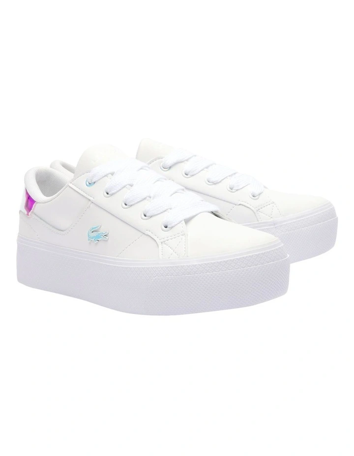Ziane Platform Leather Sneakers in Wht/Blue