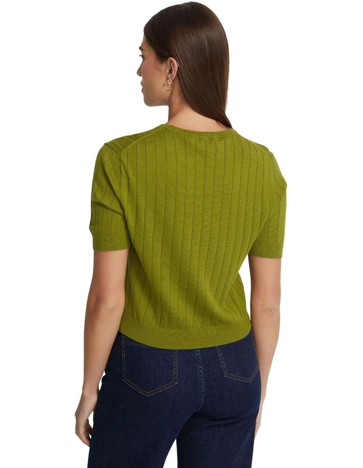 Monica Rib Knit Top in Olive