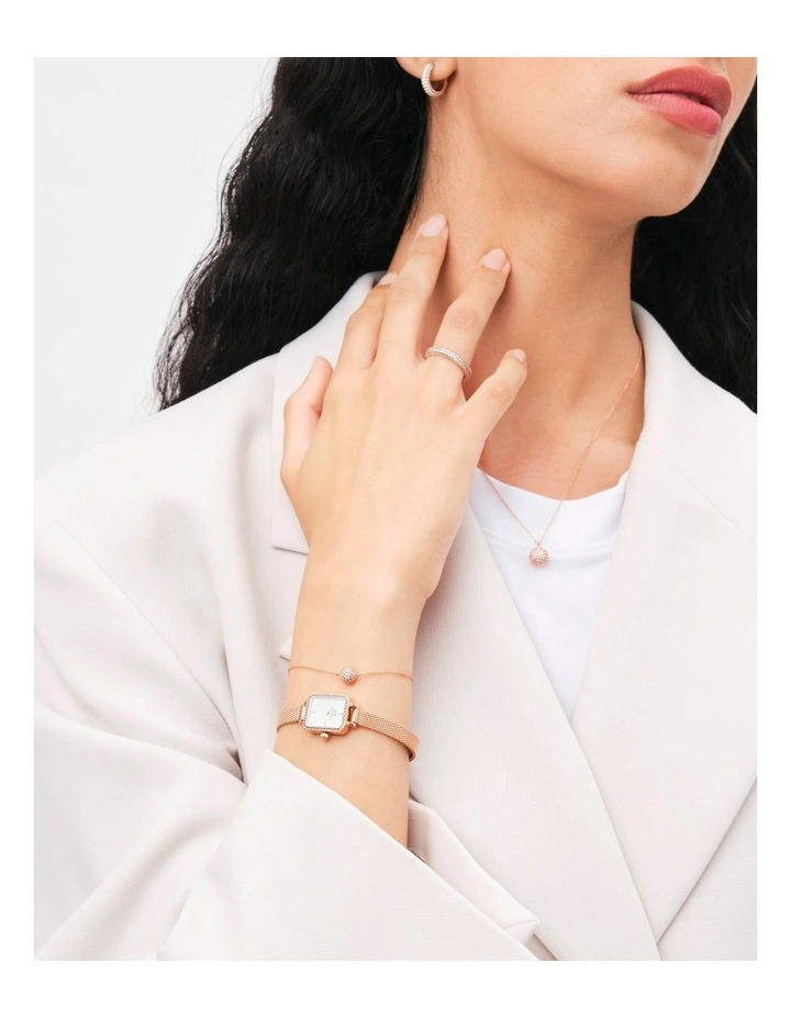 Quadro Mini Stainless Steel Watch in Rose Gold